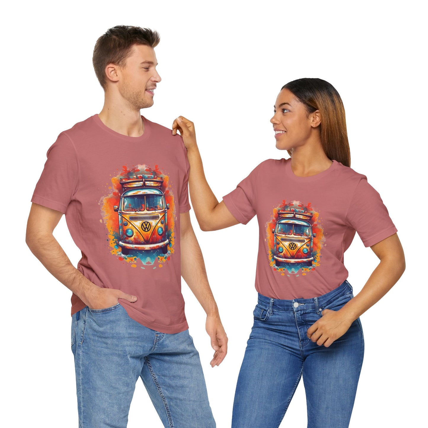 Vintage VW Bus Art Tee - Retro Van Shirt, Gift for Road Trip Lovers, Adventure Wear, Casual Summer Outing, Festival Outfit