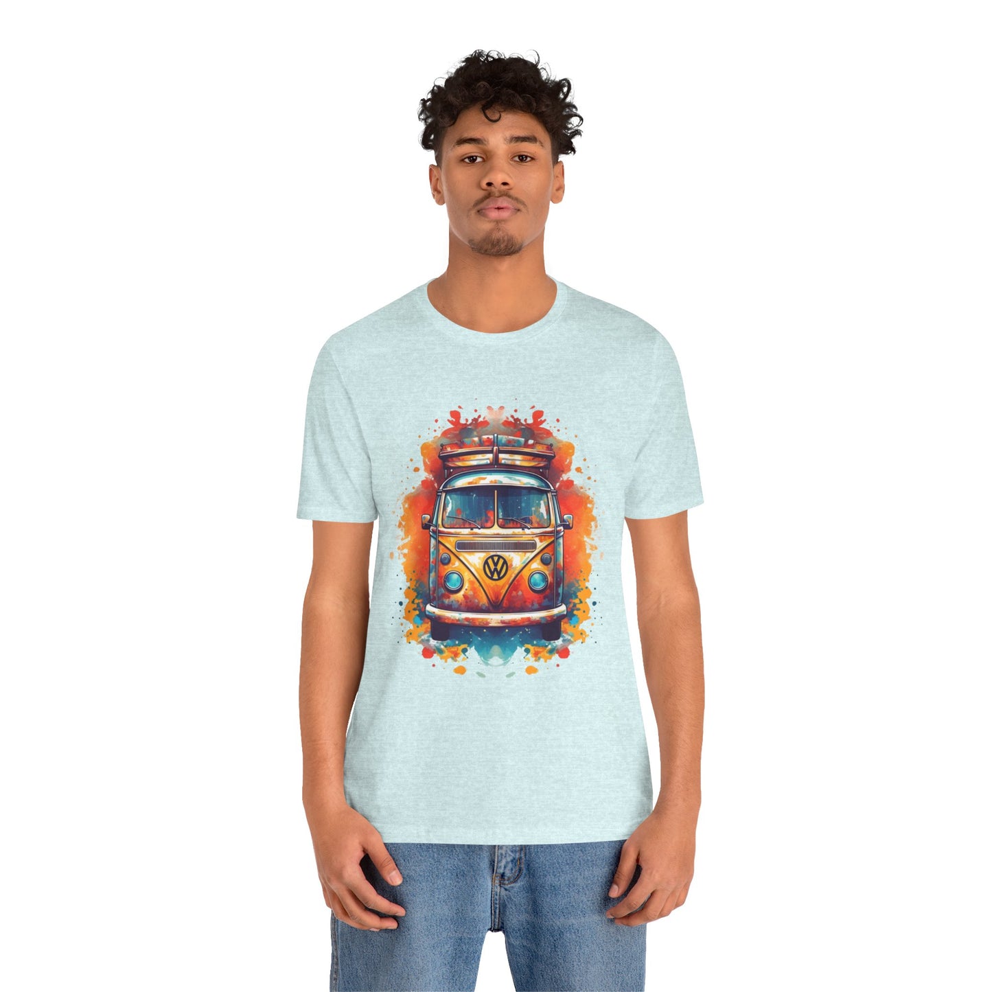 Vintage VW Bus Art Tee - Retro Van Shirt, Gift for Road Trip Lovers, Adventure Wear, Casual Summer Outing, Festival Outfit