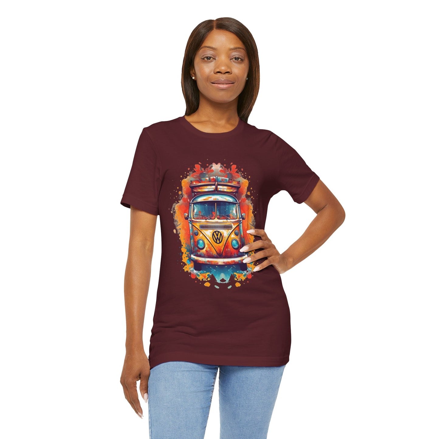 Vintage VW Bus Art Tee - Retro Van Shirt, Gift for Road Trip Lovers, Adventure Wear, Casual Summer Outing, Festival Outfit