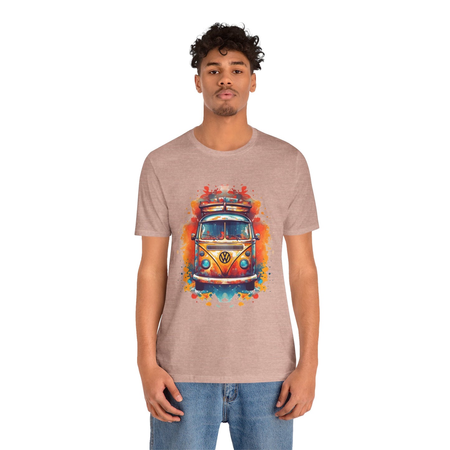 Vintage VW Bus Art Tee - Retro Van Shirt, Gift for Road Trip Lovers, Adventure Wear, Casual Summer Outing, Festival Outfit