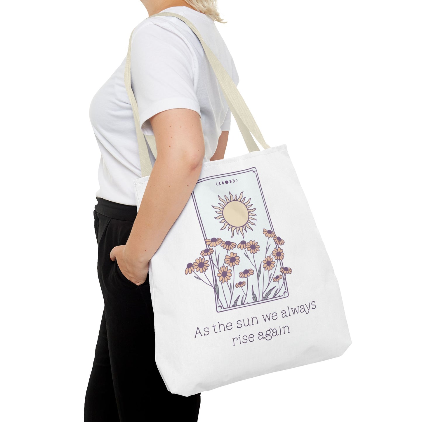 Sunrise Floral Tote Bag, Inspirational Tote, Eco-Friendly Bag, Gift for Her, Boho Style Bag, Everyday Use, Canvas Tote