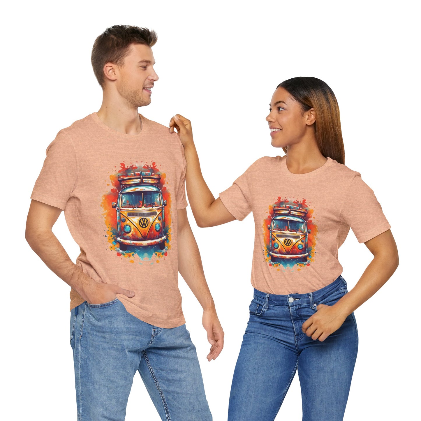 Vintage VW Bus Art Tee - Retro Van Shirt, Gift for Road Trip Lovers, Adventure Wear, Casual Summer Outing, Festival Outfit