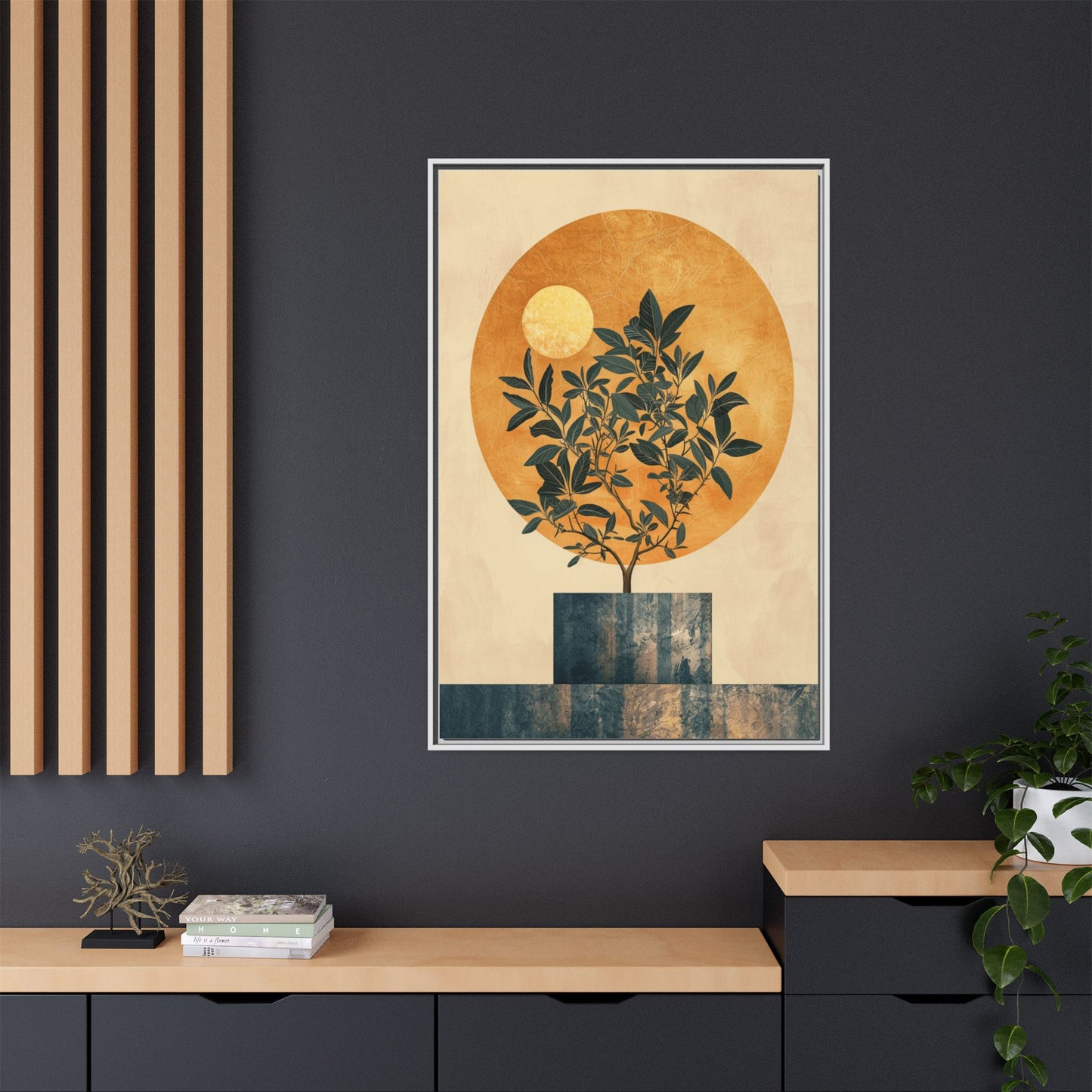 Framed Art Print of Botanical Design, Modern Wall Decor, Home Aesthetic, Gift for Art Lovers, Minimalist Artwork, Elegant Living Room Accent