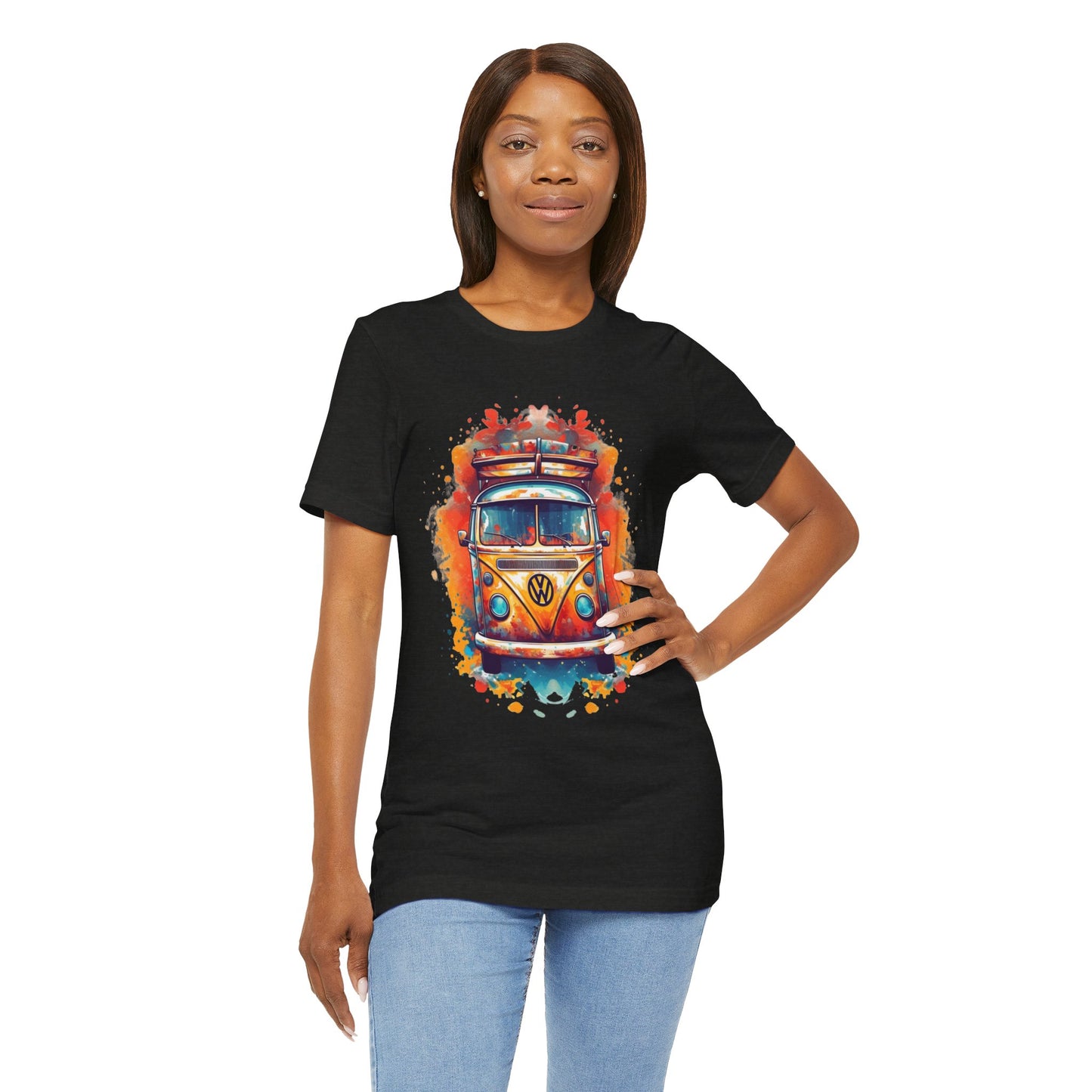 Vintage VW Bus Art Tee - Retro Van Shirt, Gift for Road Trip Lovers, Adventure Wear, Casual Summer Outing, Festival Outfit