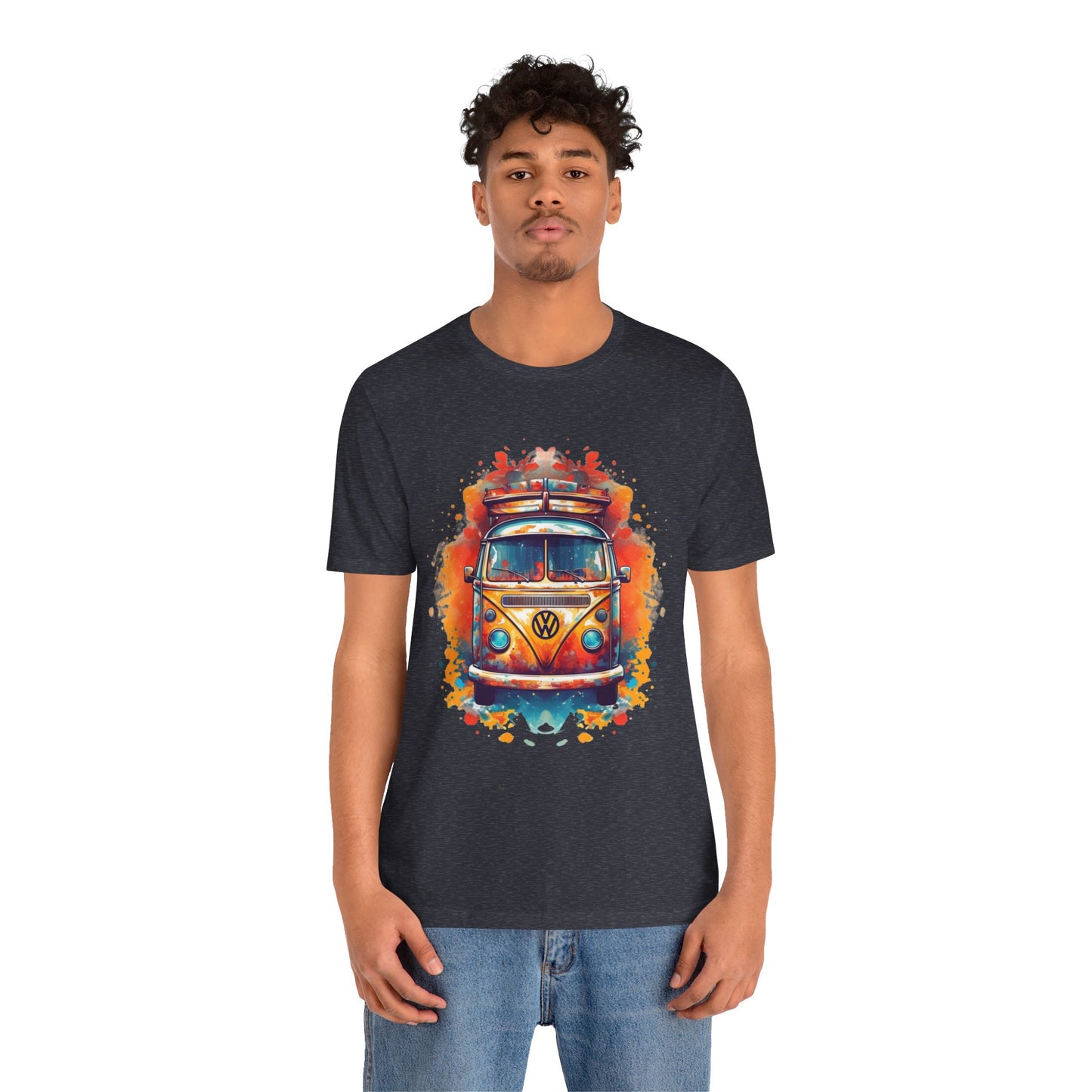 Vintage VW Bus Art Tee - Retro Van Shirt, Gift for Road Trip Lovers, Adventure Wear, Casual Summer Outing, Festival Outfit