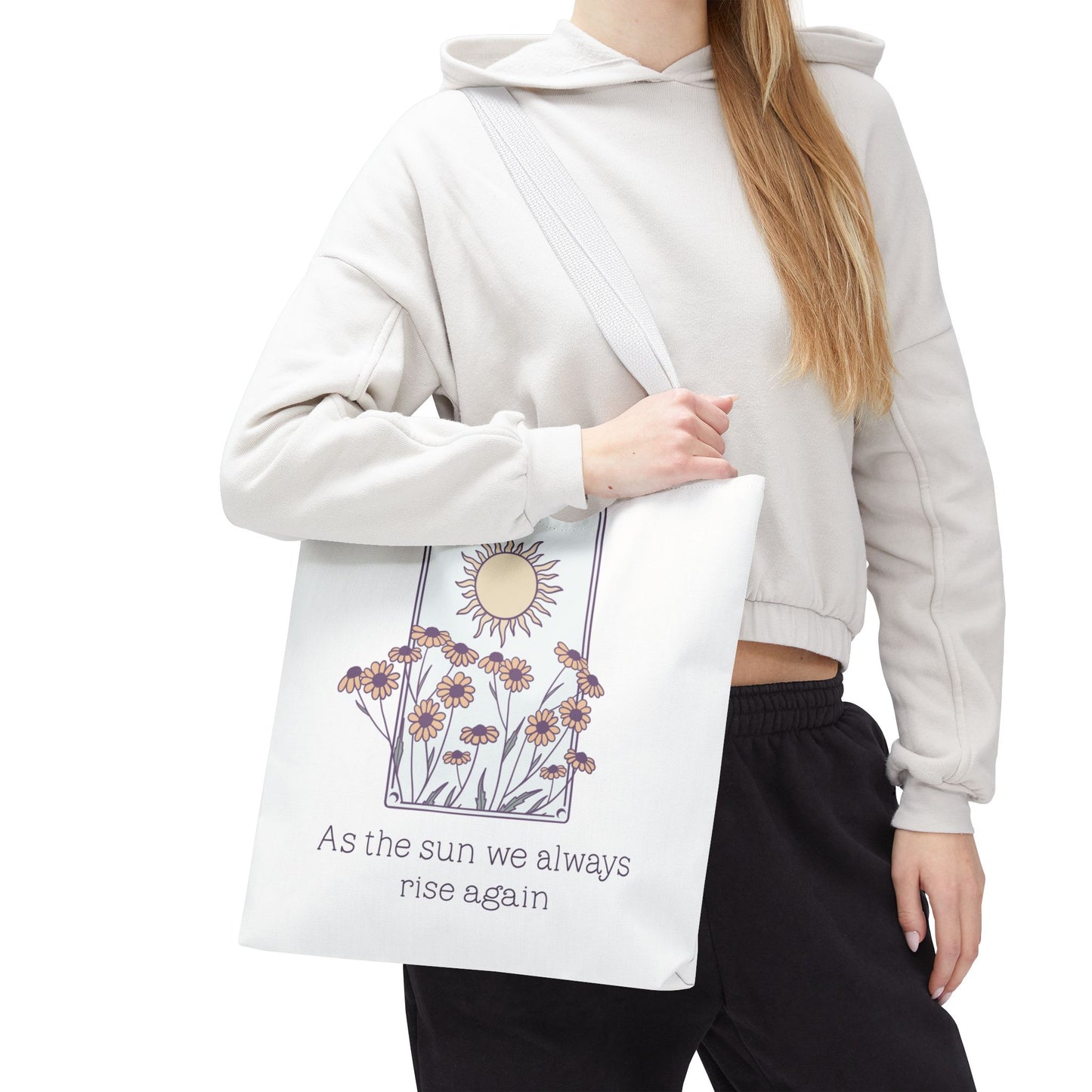 Sunrise Floral Tote Bag, Inspirational Tote, Eco-Friendly Bag, Gift for Her, Boho Style Bag, Everyday Use, Canvas Tote