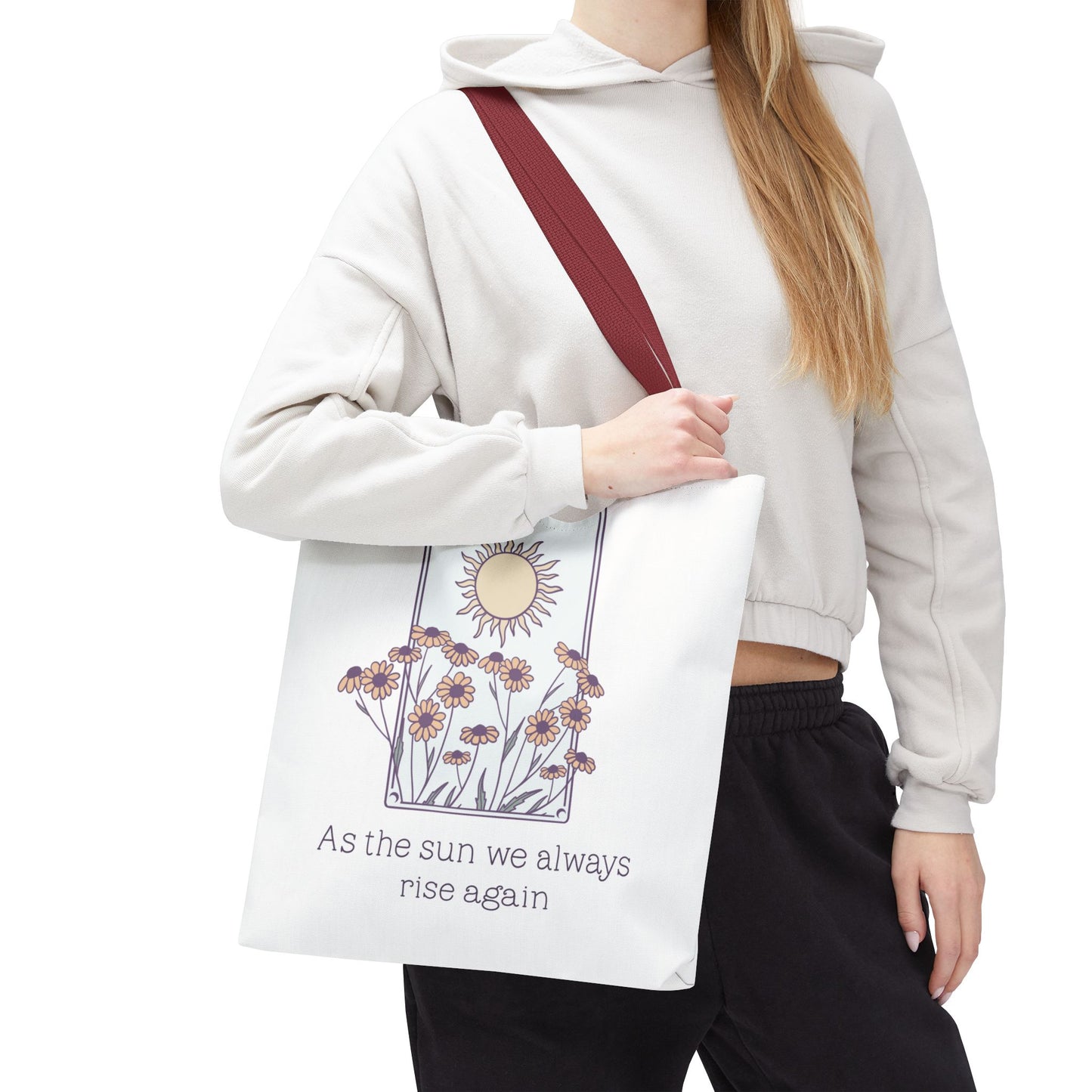 Sunrise Floral Tote Bag, Inspirational Tote, Eco-Friendly Bag, Gift for Her, Boho Style Bag, Everyday Use, Canvas Tote