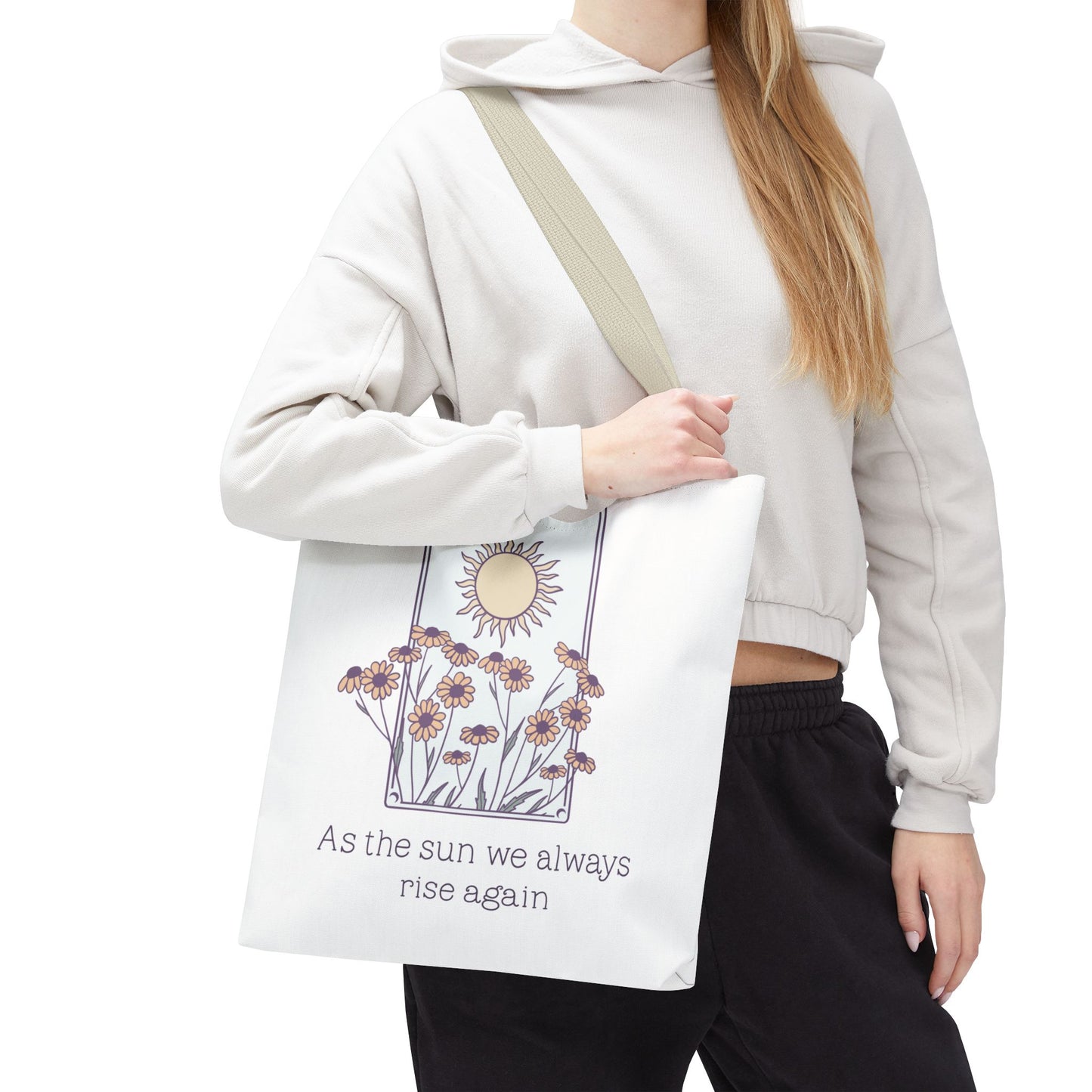Sunrise Floral Tote Bag, Inspirational Tote, Eco-Friendly Bag, Gift for Her, Boho Style Bag, Everyday Use, Canvas Tote