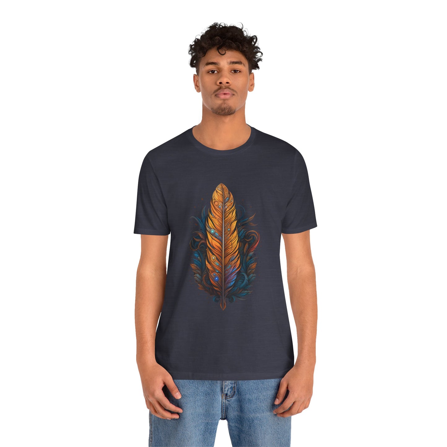 Artistic Feather T-Shirt | Unisex Short Sleeve Tee for Nature Lovers | Casual Wear, Gift for Men/Women, Boho Style, Outdoor Activities