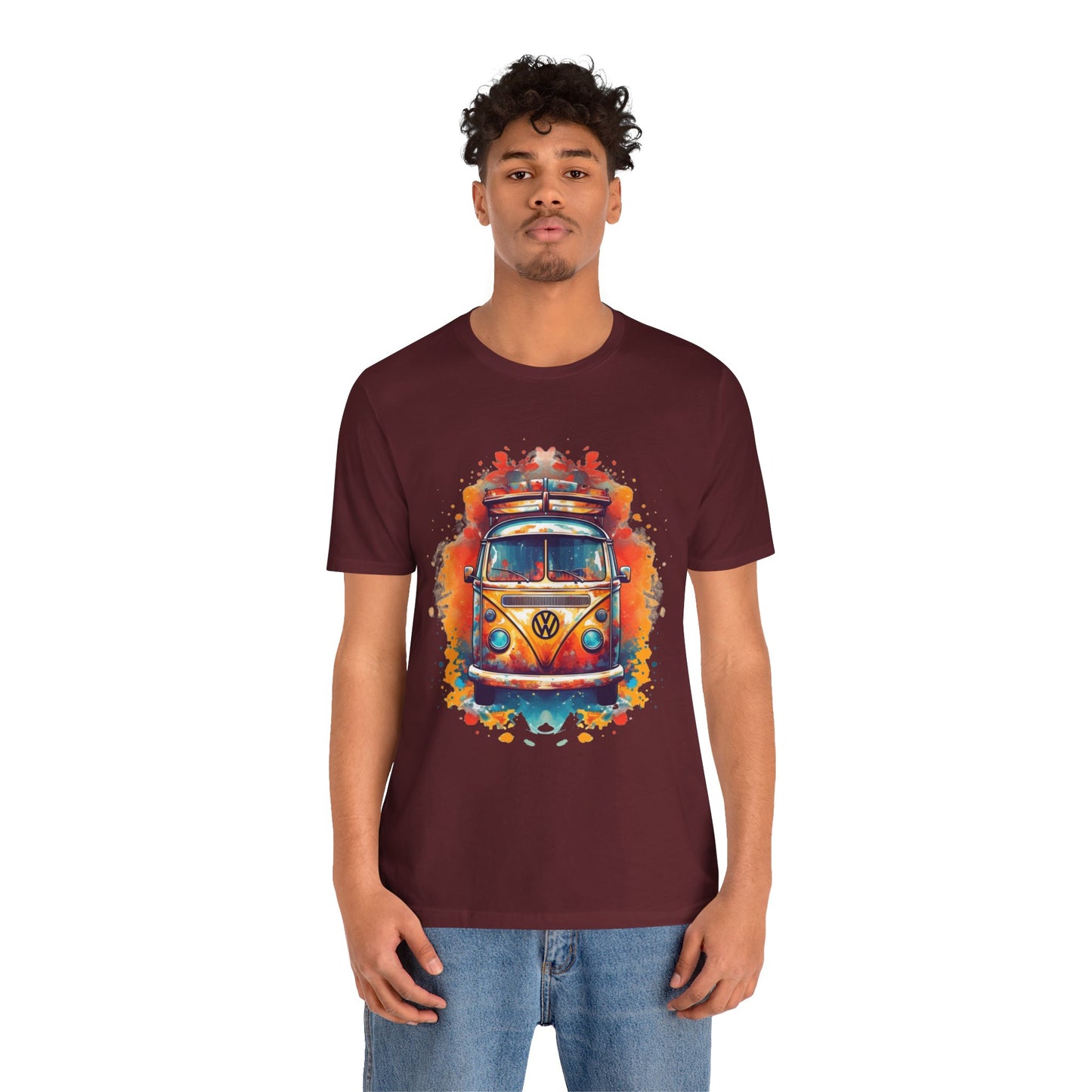 Vintage VW Bus Art Tee - Retro Van Shirt, Gift for Road Trip Lovers, Adventure Wear, Casual Summer Outing, Festival Outfit