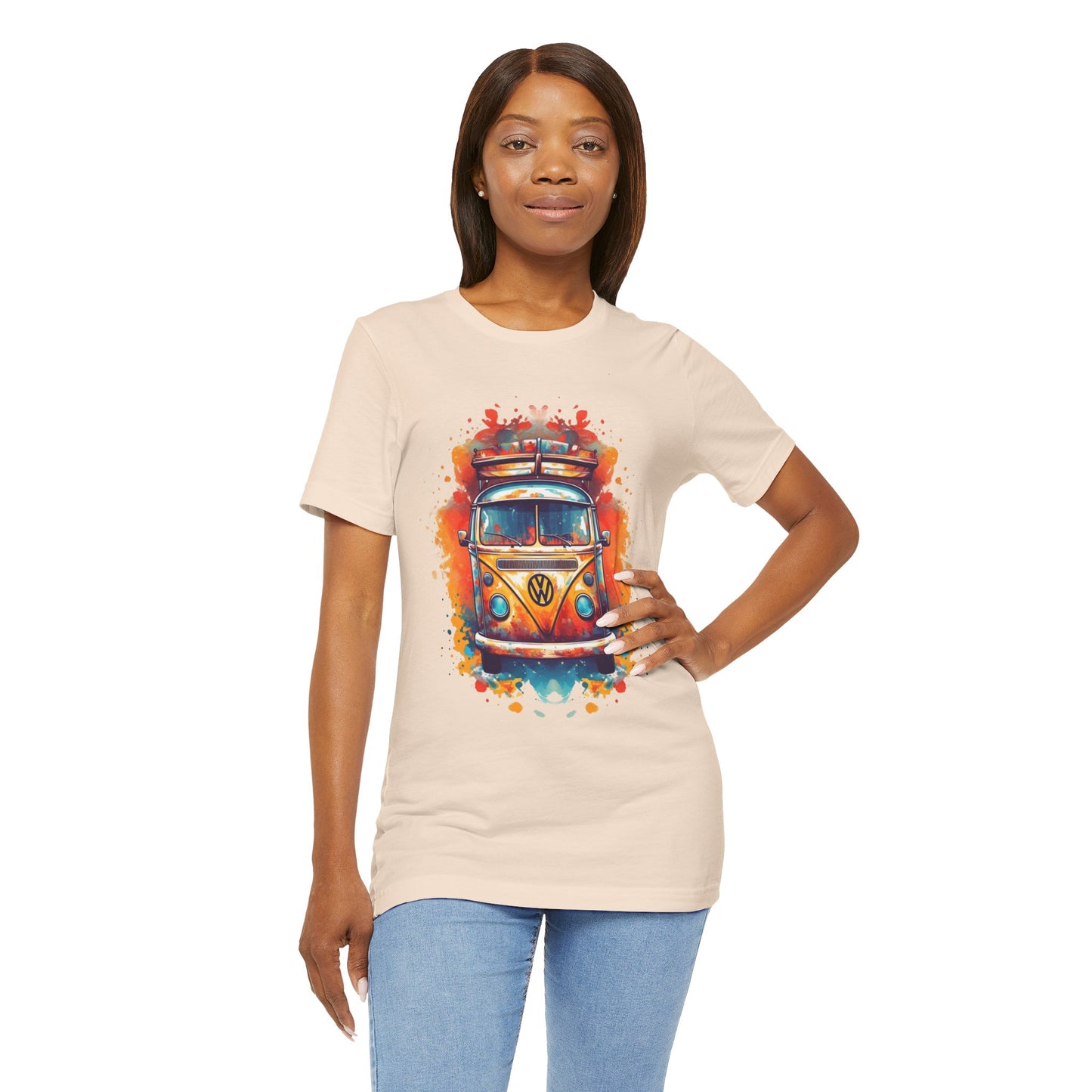 Vintage VW Bus Art Tee - Retro Van Shirt, Gift for Road Trip Lovers, Adventure Wear, Casual Summer Outing, Festival Outfit