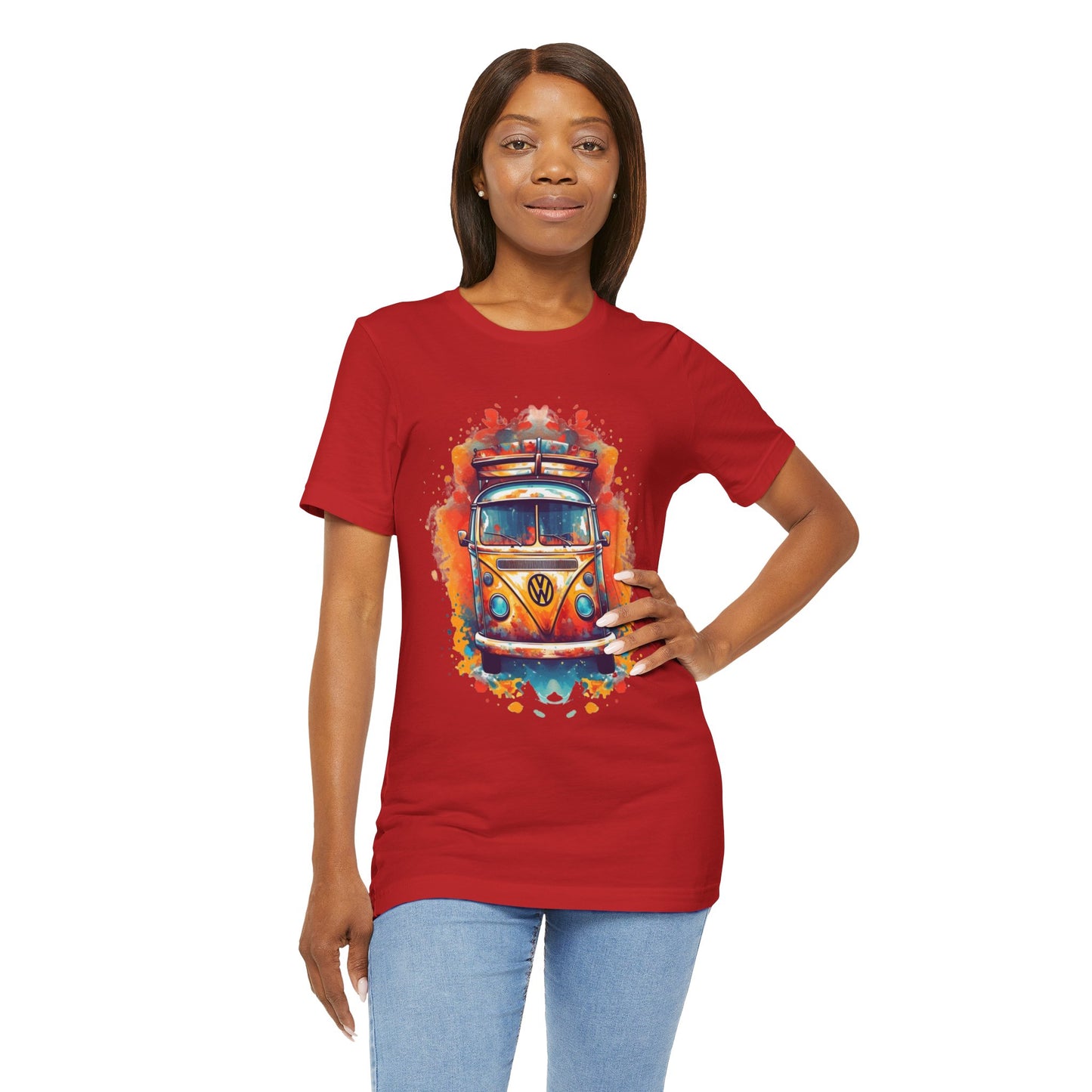 Vintage VW Bus Art Tee - Retro Van Shirt, Gift for Road Trip Lovers, Adventure Wear, Casual Summer Outing, Festival Outfit