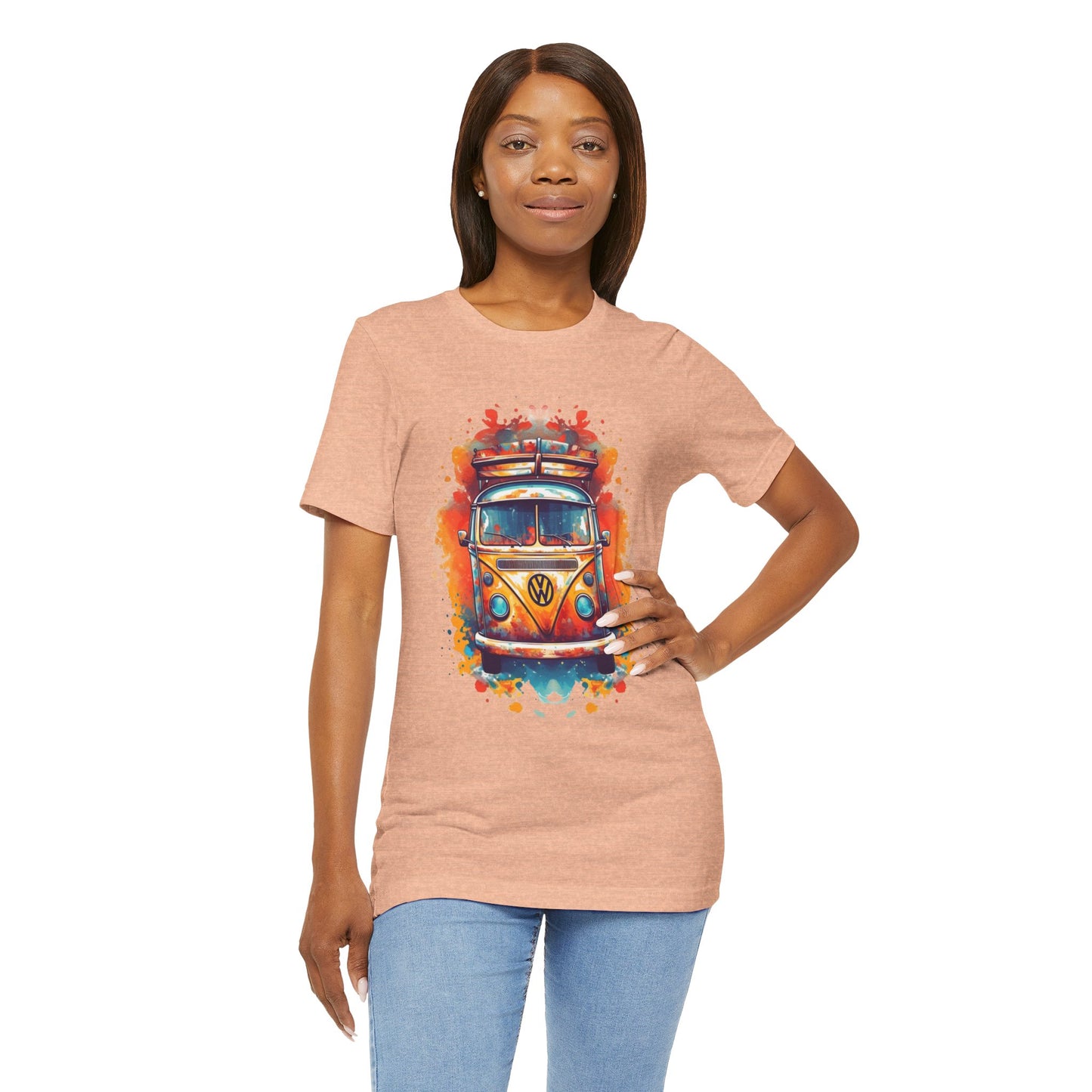 Vintage VW Bus Art Tee - Retro Van Shirt, Gift for Road Trip Lovers, Adventure Wear, Casual Summer Outing, Festival Outfit