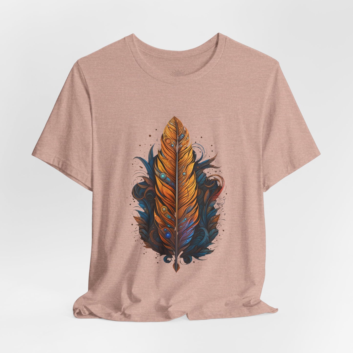 Artistic Feather T-Shirt | Unisex Short Sleeve Tee for Nature Lovers | Casual Wear, Gift for Men/Women, Boho Style, Outdoor Activities