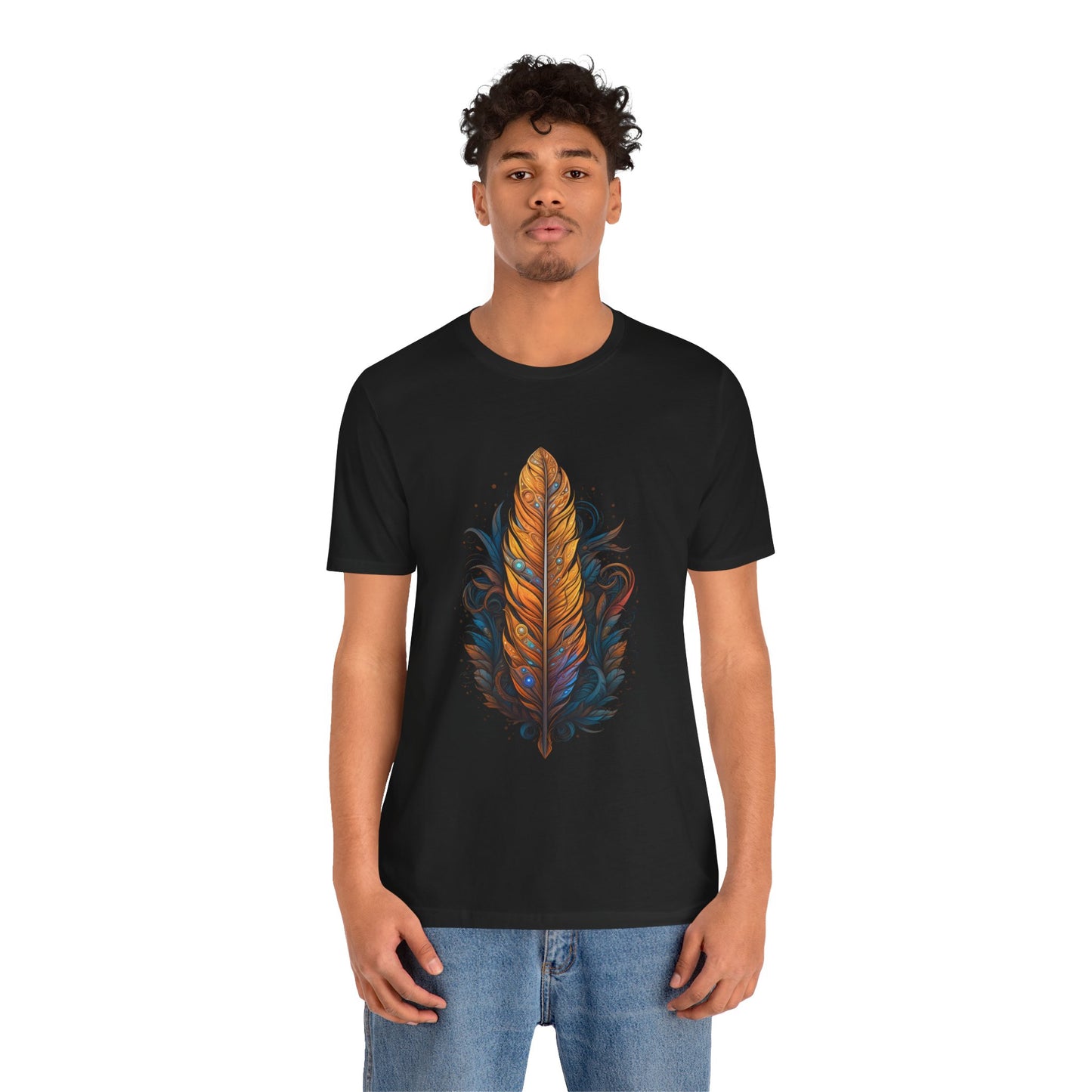 Artistic Feather T-Shirt | Unisex Short Sleeve Tee for Nature Lovers | Casual Wear, Gift for Men/Women, Boho Style, Outdoor Activities