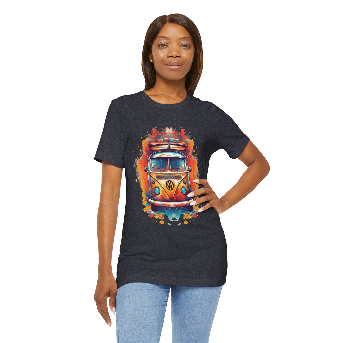 Vintage VW Bus Art Tee - Retro Van Shirt, Gift for Road Trip Lovers, Adventure Wear, Casual Summer Outing, Festival Outfit