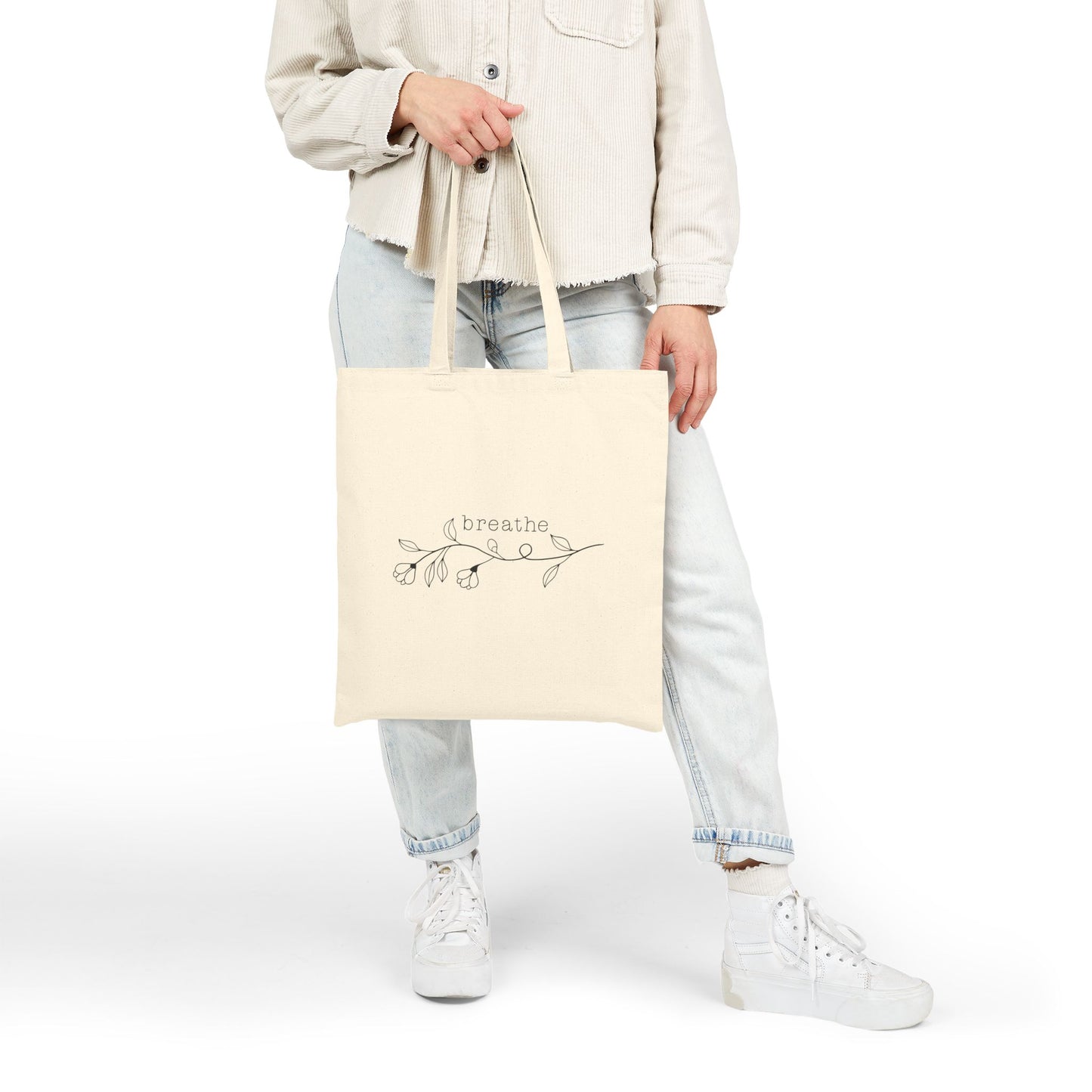 Mindful Cotton Canvas Tote Bag, Eco-Friendly Grocery Bag, Inspirational Quote Bag, Gift for Her, Minimalist Style