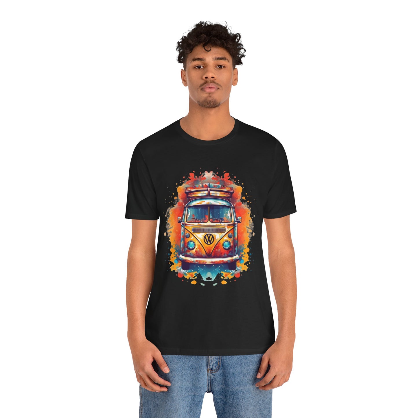 Vintage VW Bus Art Tee - Retro Van Shirt, Gift for Road Trip Lovers, Adventure Wear, Casual Summer Outing, Festival Outfit