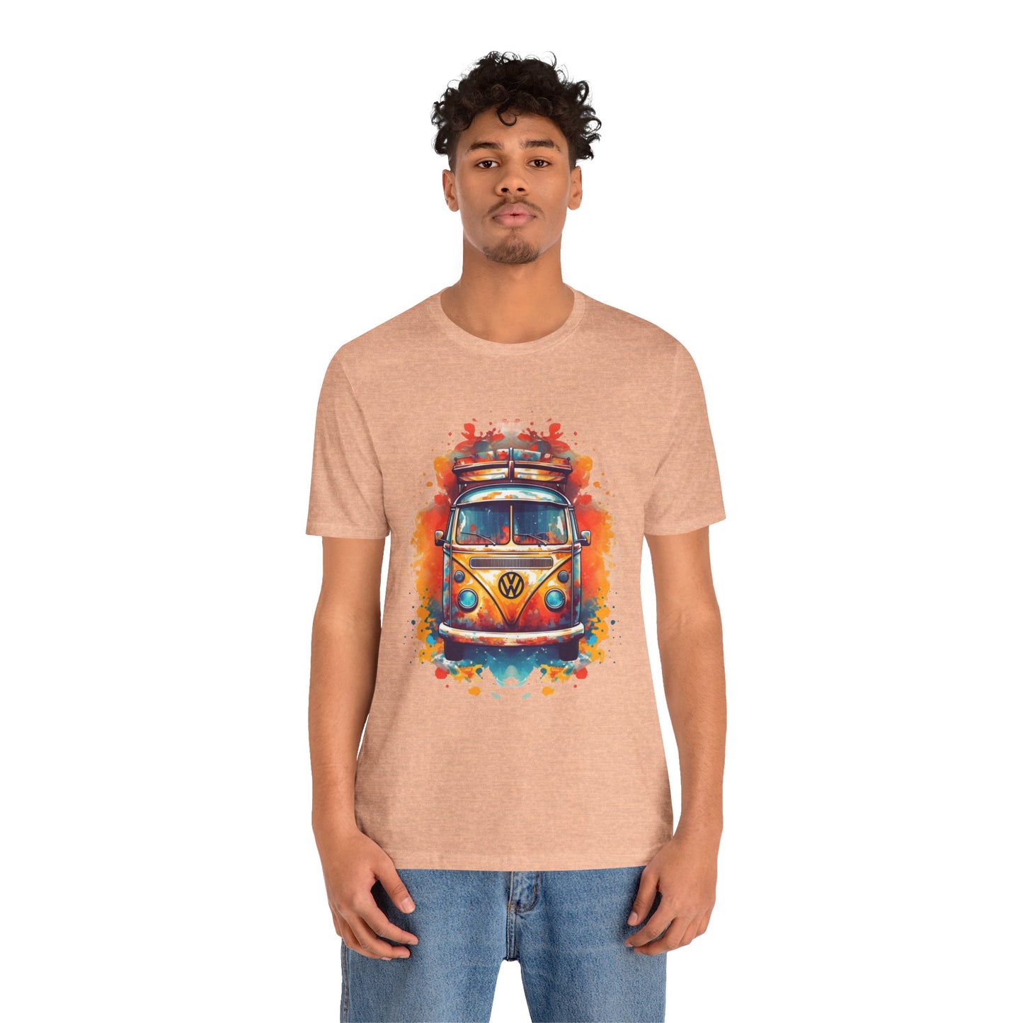 Vintage VW Bus Art Tee - Retro Van Shirt, Gift for Road Trip Lovers, Adventure Wear, Casual Summer Outing, Festival Outfit