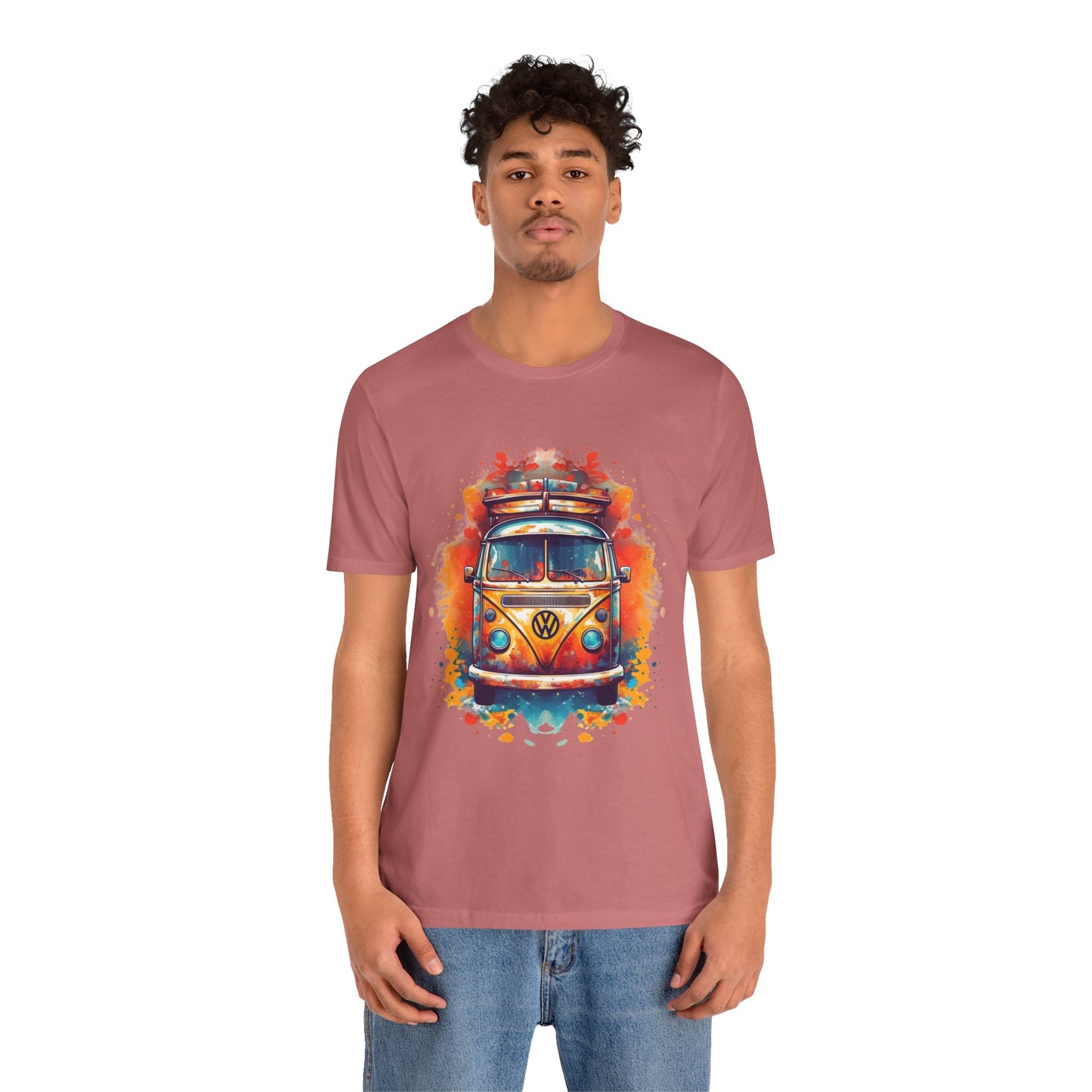 Vintage VW Bus Art Tee - Retro Van Shirt, Gift for Road Trip Lovers, Adventure Wear, Casual Summer Outing, Festival Outfit