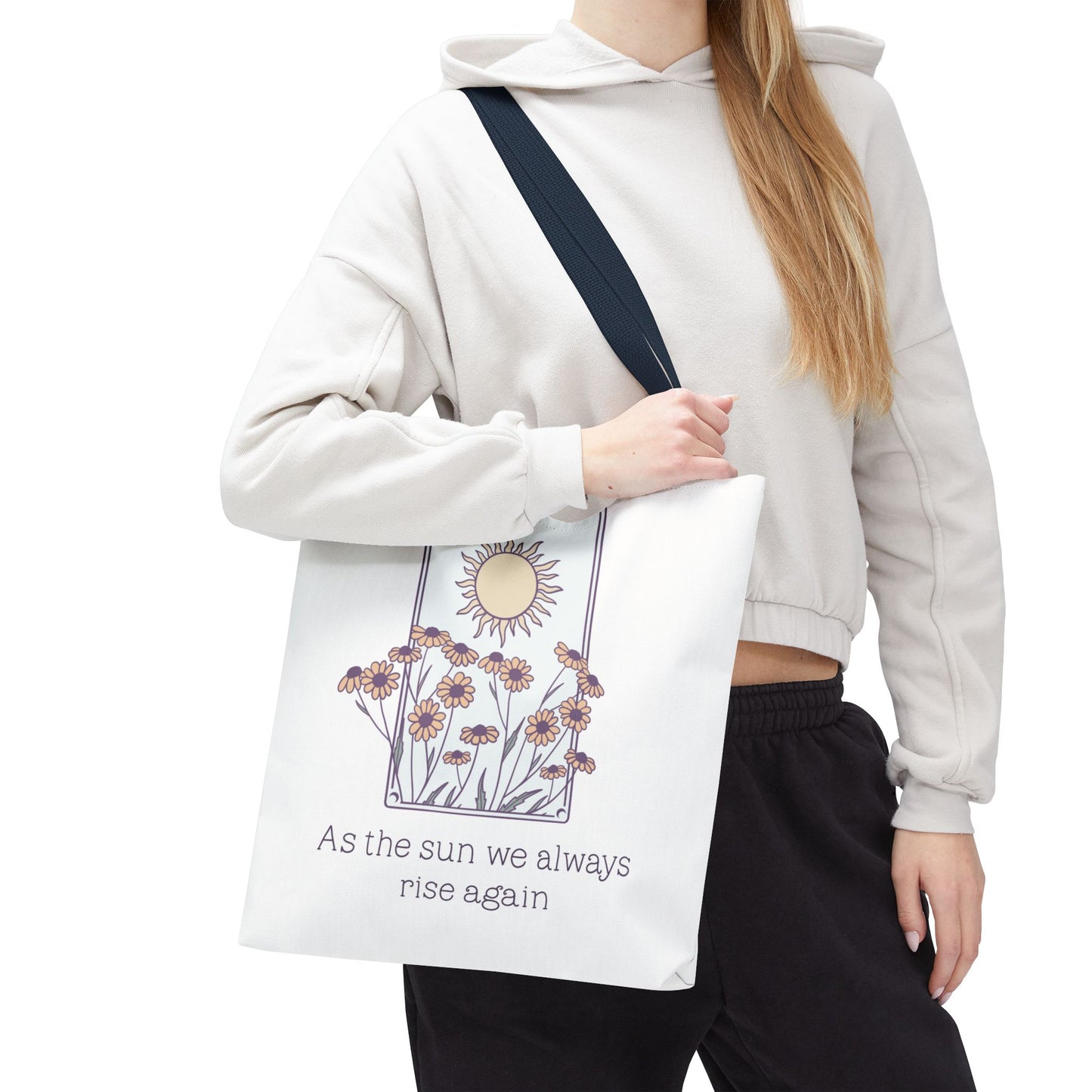 Sunrise Floral Tote Bag, Inspirational Tote, Eco-Friendly Bag, Gift for Her, Boho Style Bag, Everyday Use, Canvas Tote