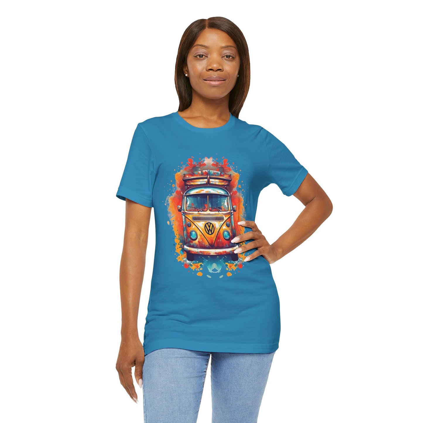 Vintage VW Bus Art Tee - Retro Van Shirt, Gift for Road Trip Lovers, Adventure Wear, Casual Summer Outing, Festival Outfit