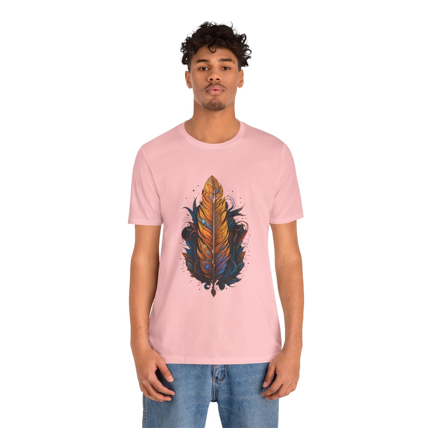 Artistic Feather T-Shirt | Unisex Short Sleeve Tee for Nature Lovers | Casual Wear, Gift for Men/Women, Boho Style, Outdoor Activities