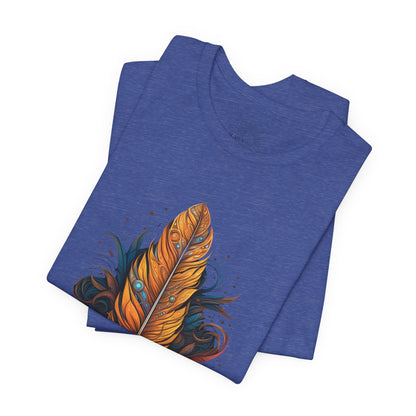 Artistic Feather T-Shirt | Unisex Short Sleeve Tee for Nature Lovers | Casual Wear, Gift for Men/Women, Boho Style, Outdoor Activities