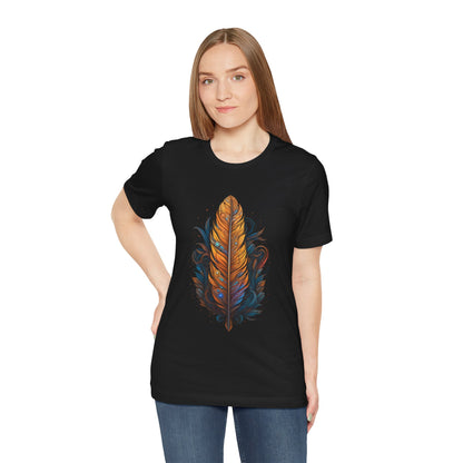 Artistic Feather T-Shirt | Unisex Short Sleeve Tee for Nature Lovers | Casual Wear, Gift for Men/Women, Boho Style, Outdoor Activities