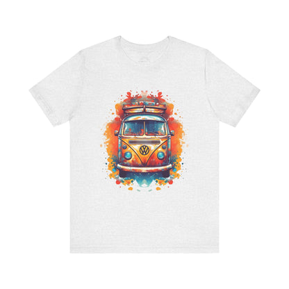 Vintage VW Bus Art Tee - Retro Van Shirt, Gift for Road Trip Lovers, Adventure Wear, Casual Summer Outing, Festival Outfit