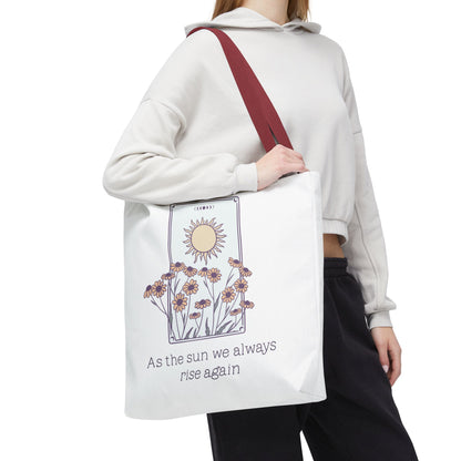 Sunrise Floral Tote Bag, Inspirational Tote, Eco-Friendly Bag, Gift for Her, Boho Style Bag, Everyday Use, Canvas Tote