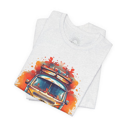 Vintage VW Bus Art Tee - Retro Van Shirt, Gift for Road Trip Lovers, Adventure Wear, Casual Summer Outing, Festival Outfit