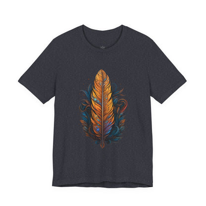 Artistic Feather T-Shirt | Unisex Short Sleeve Tee for Nature Lovers | Casual Wear, Gift for Men/Women, Boho Style, Outdoor Activities