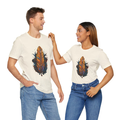 Artistic Feather T-Shirt | Unisex Short Sleeve Tee for Nature Lovers | Casual Wear, Gift for Men/Women, Boho Style, Outdoor Activities