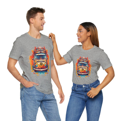 Vintage VW Bus Art Tee - Retro Van Shirt, Gift for Road Trip Lovers, Adventure Wear, Casual Summer Outing, Festival Outfit
