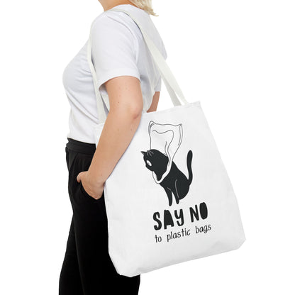Eco-Friendly Cat Lover Tote Bag | Say No to Plastic Bags, Reusable Shopping Bag, Gift for Cat Lovers, Sustainable Fashion, Cute Cat Design