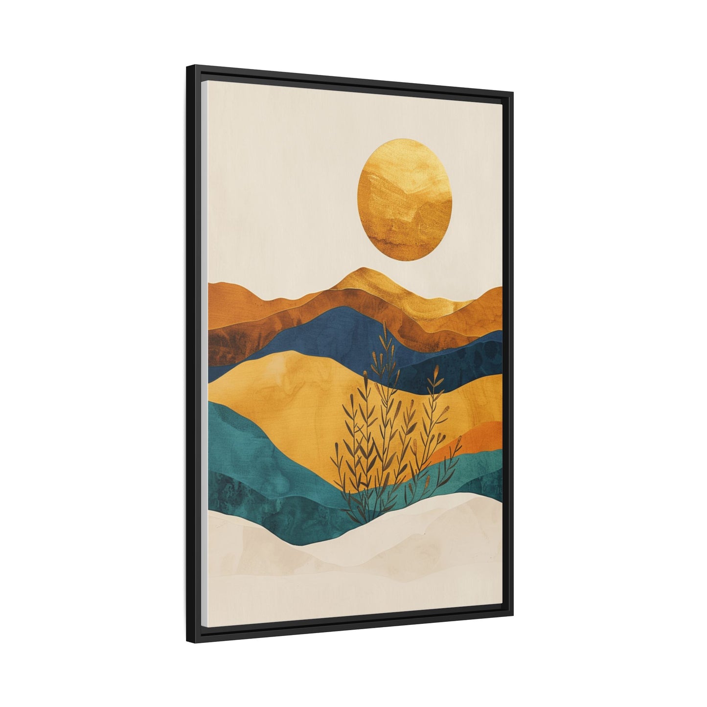 Framed Matte Canvas Wall Art, Boho Decor, Sun and Mountains, Home Gallery, Unique Gift, Cozy Atmosphere, Nature-Inspired