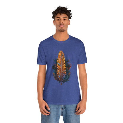 Artistic Feather T-Shirt | Unisex Short Sleeve Tee for Nature Lovers | Casual Wear, Gift for Men/Women, Boho Style, Outdoor Activities