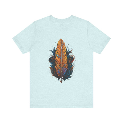 Artistic Feather T-Shirt | Unisex Short Sleeve Tee for Nature Lovers | Casual Wear, Gift for Men/Women, Boho Style, Outdoor Activities