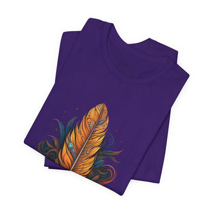 Artistic Feather T-Shirt | Unisex Short Sleeve Tee for Nature Lovers | Casual Wear, Gift for Men/Women, Boho Style, Outdoor Activities