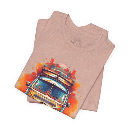 Vintage VW Bus Art Tee - Retro Van Shirt, Gift for Road Trip Lovers, Adventure Wear, Casual Summer Outing, Festival Outfit