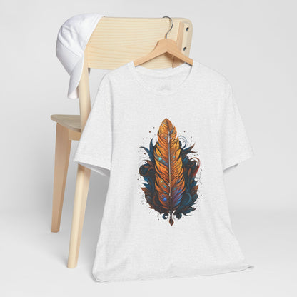 Artistic Feather T-Shirt | Unisex Short Sleeve Tee for Nature Lovers | Casual Wear, Gift for Men/Women, Boho Style, Outdoor Activities