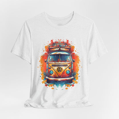 Vintage VW Bus Art Tee - Retro Van Shirt, Gift for Road Trip Lovers, Adventure Wear, Casual Summer Outing, Festival Outfit
