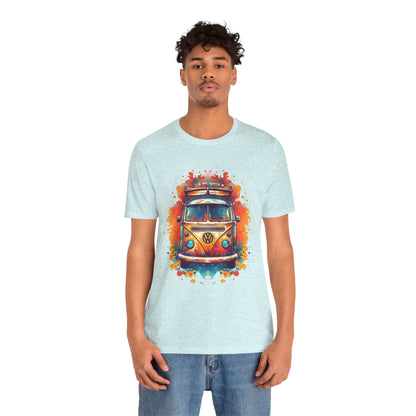 Vintage VW Bus Art Tee - Retro Van Shirt, Gift for Road Trip Lovers, Adventure Wear, Casual Summer Outing, Festival Outfit