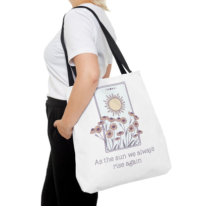Sunrise Floral Tote Bag, Inspirational Tote, Eco-Friendly Bag, Gift for Her, Boho Style Bag, Everyday Use, Canvas Tote