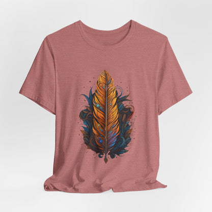Artistic Feather T-Shirt | Unisex Short Sleeve Tee for Nature Lovers | Casual Wear, Gift for Men/Women, Boho Style, Outdoor Activities