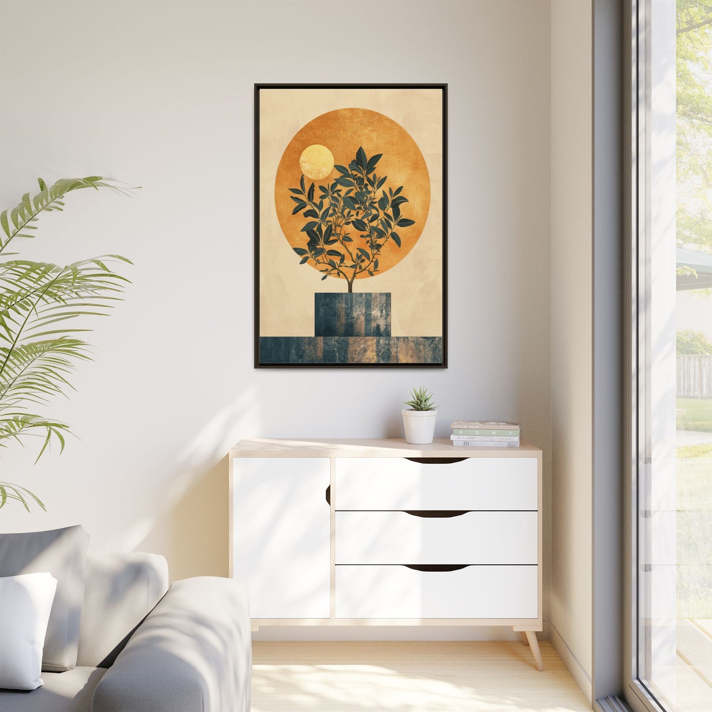 Framed Art Print of Botanical Design, Modern Wall Decor, Home Aesthetic, Gift for Art Lovers, Minimalist Artwork, Elegant Living Room Accent