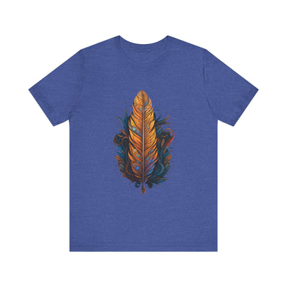 Artistic Feather T-Shirt | Unisex Short Sleeve Tee for Nature Lovers | Casual Wear, Gift for Men/Women, Boho Style, Outdoor Activities
