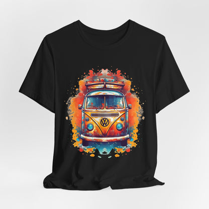 Vintage VW Bus Art Tee - Retro Van Shirt, Gift for Road Trip Lovers, Adventure Wear, Casual Summer Outing, Festival Outfit