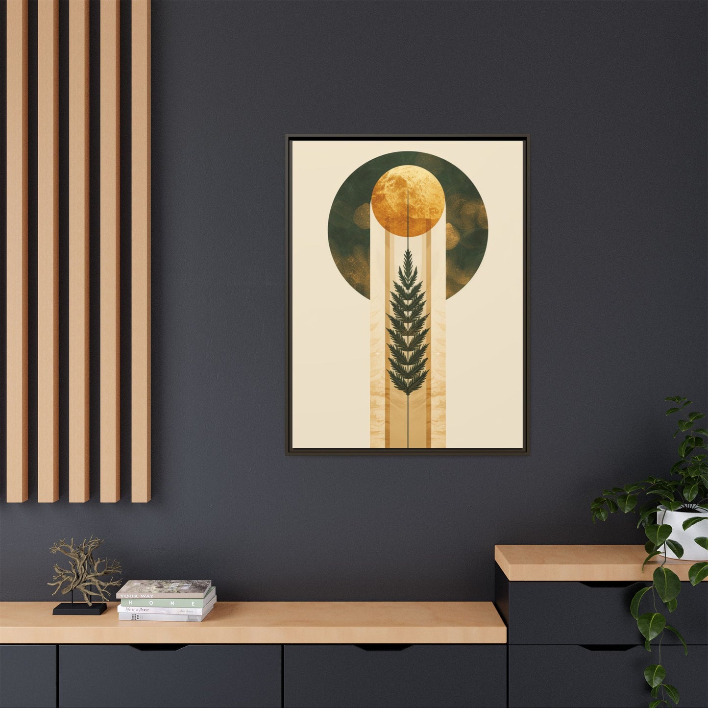 Framed Matte Canvas Art Print, Bohemian Wall Decor, Nature-Inspired Home Art, Botanical Print for Living Room, Gift for Art Lovers